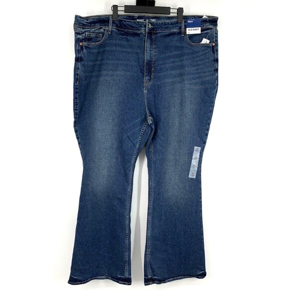 Old Navy Jeans Flare Higher High Rise Blue Denim Cotton Blend NWT - Picture 2 of 10